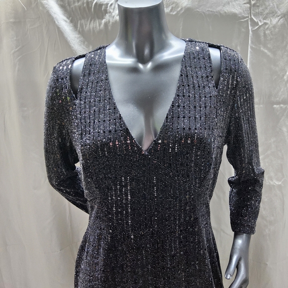 Calvin Klein Black Glitter Long Sleeve Dress - Picture 2 of 13